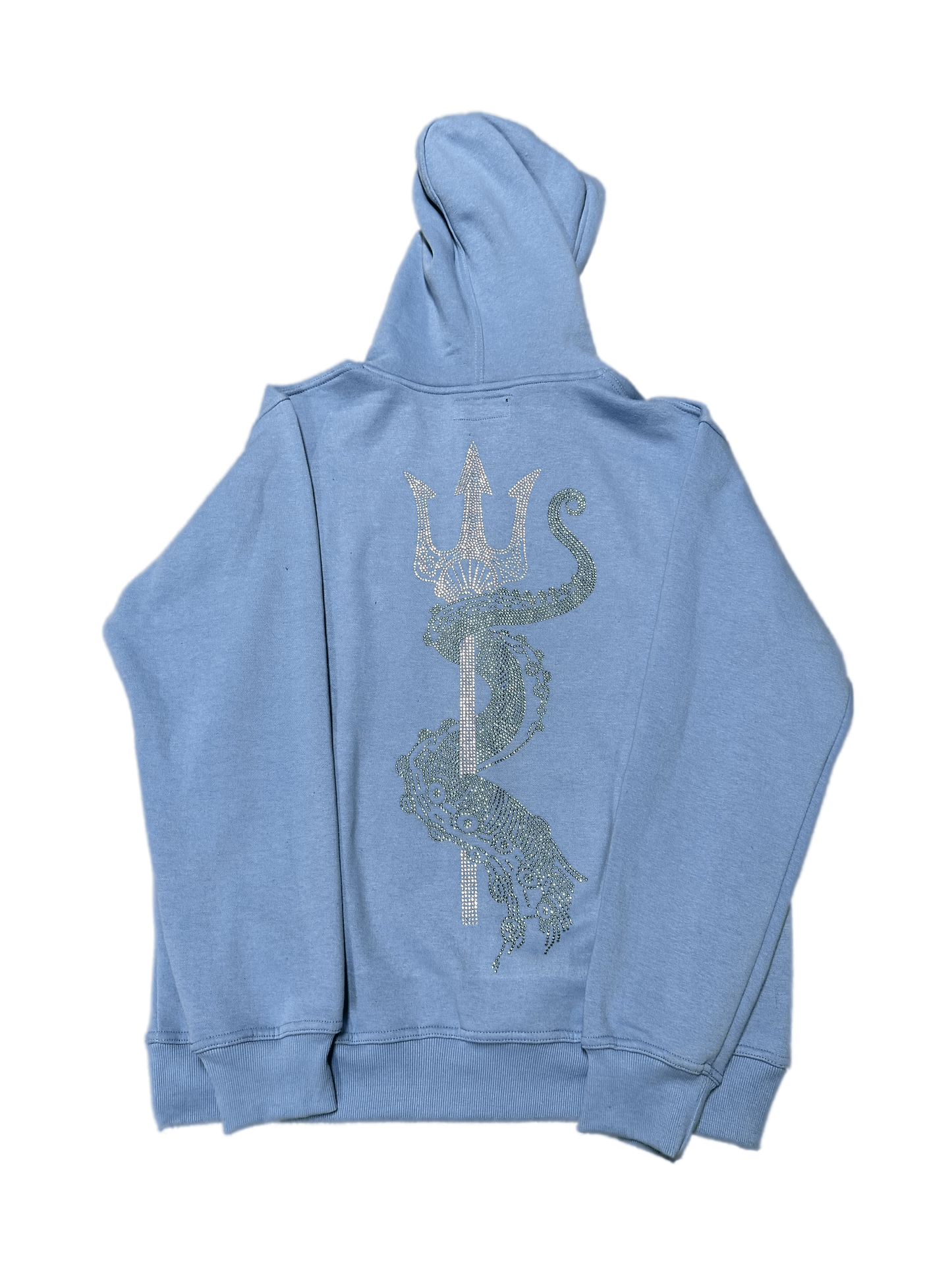 TRIDENT RHINESTONE ZIP UP HOODIE (BABY BLUE)