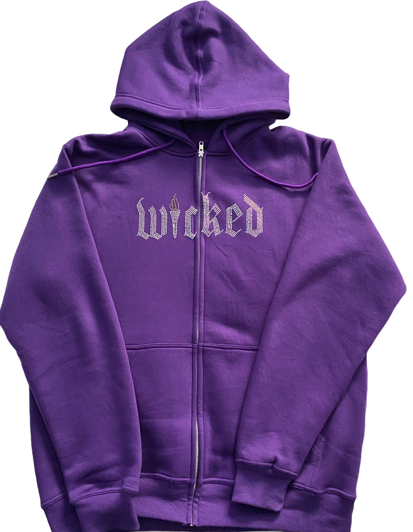 TRIDENT RHINESTONE ZIP UP HOODIE (PURPLE)