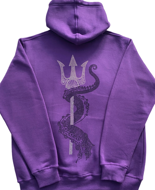 TRIDENT RHINESTONE PULL OVER HOODIE (PURPLE)