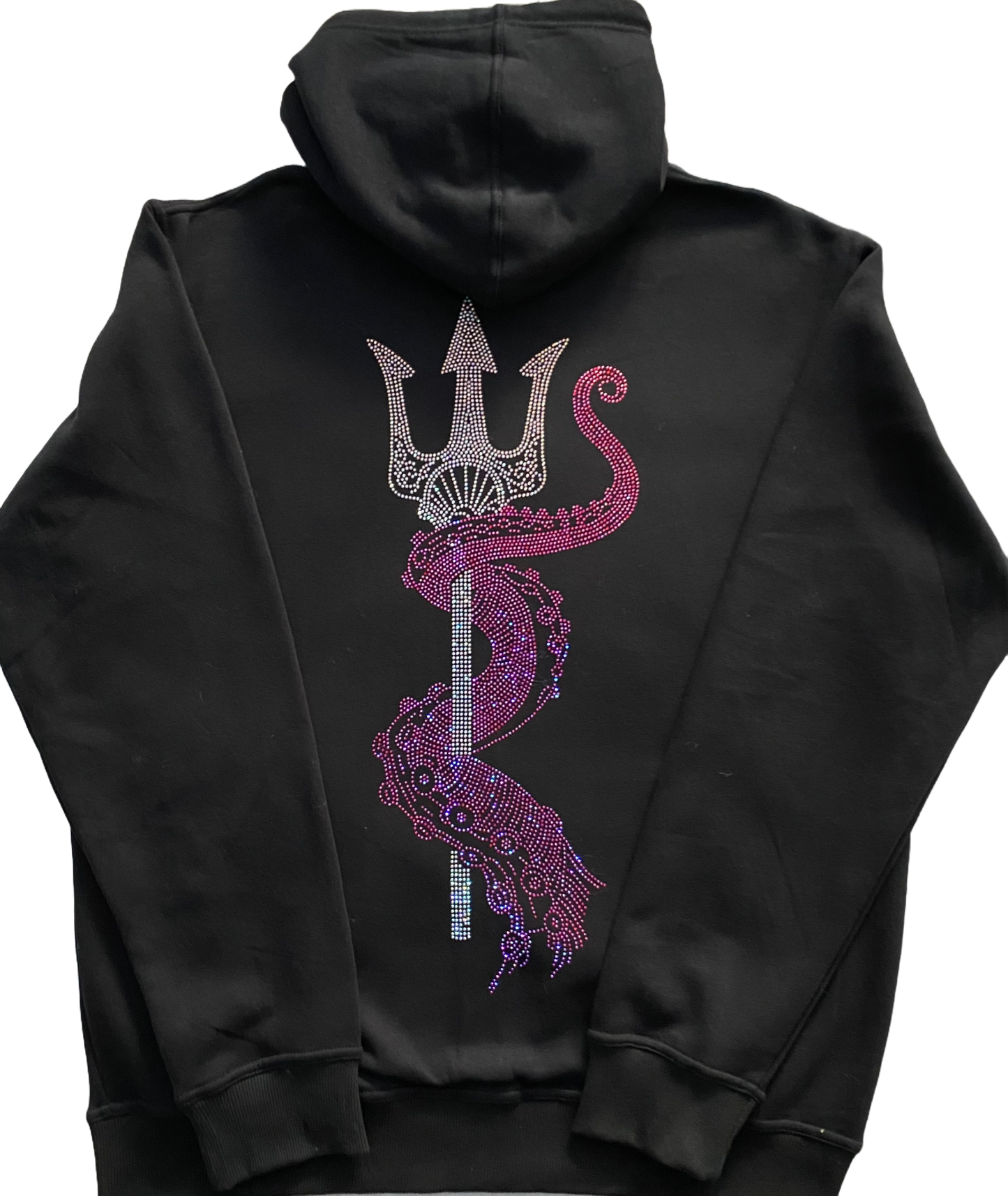 TRIDENT RHINESTONE ZIP UP HOODIE (BLACK)