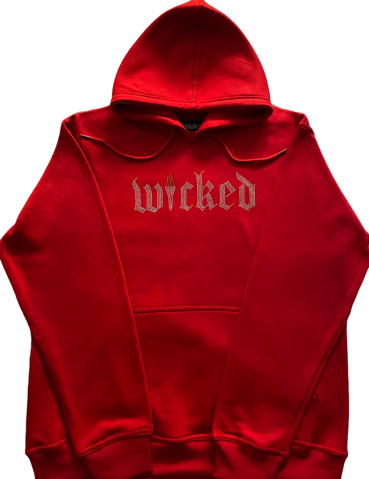 TRIDENT RHINESTONE PULL OVER HOODIE (RED)