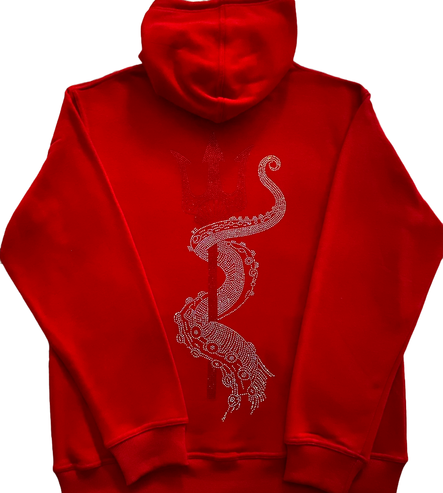 TRIDENT RHINESTONE ZIP UP HOODIE (RED)