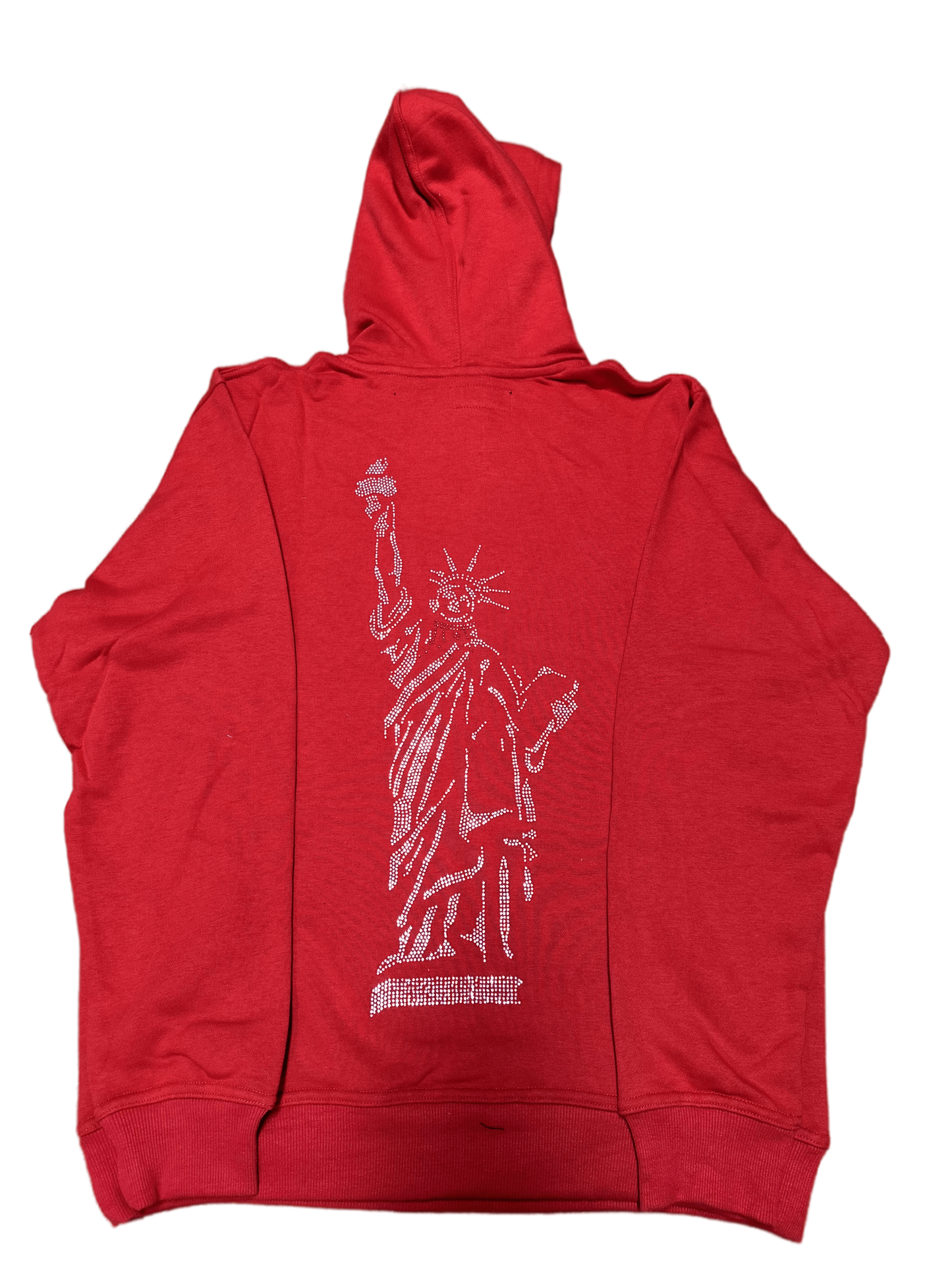 FULL LIBERTY RHINESTONE PULL OVER HOODIE (RED)