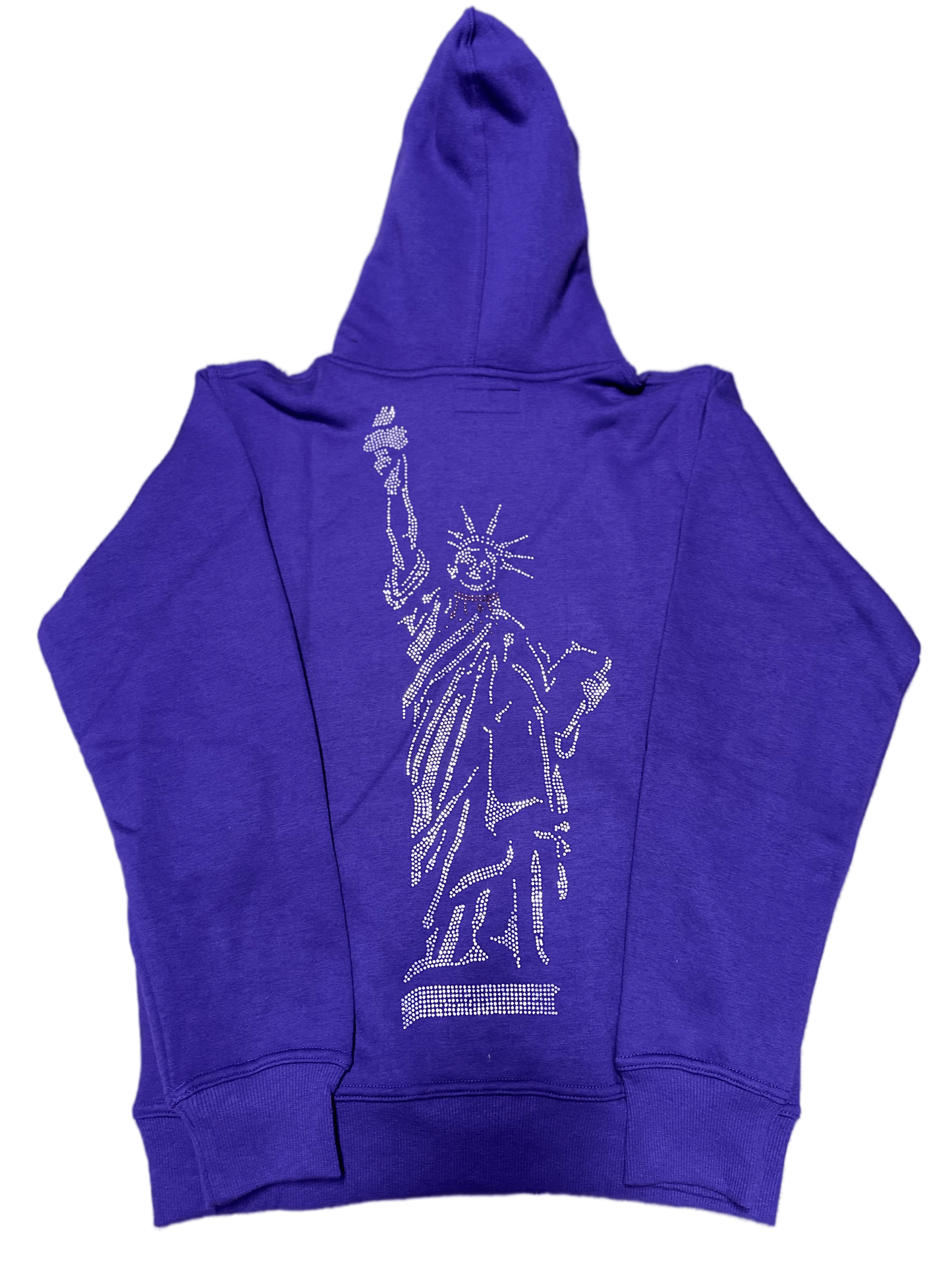 FULL LIBERTY RHINESTONE PULL OVER HOODIE (PURPLE)