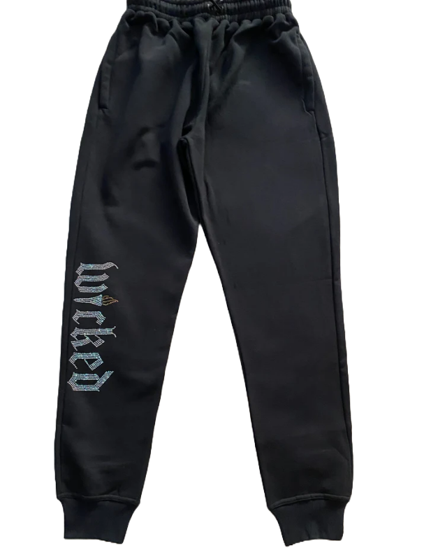 WICKED RHINESTONE SWEATPANTS (BLACK)